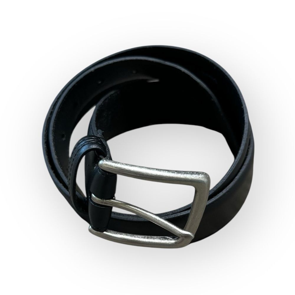 Columbia Belt Men’s 34 Genuine Leather Lined Black Classic Silver Buckle Belt